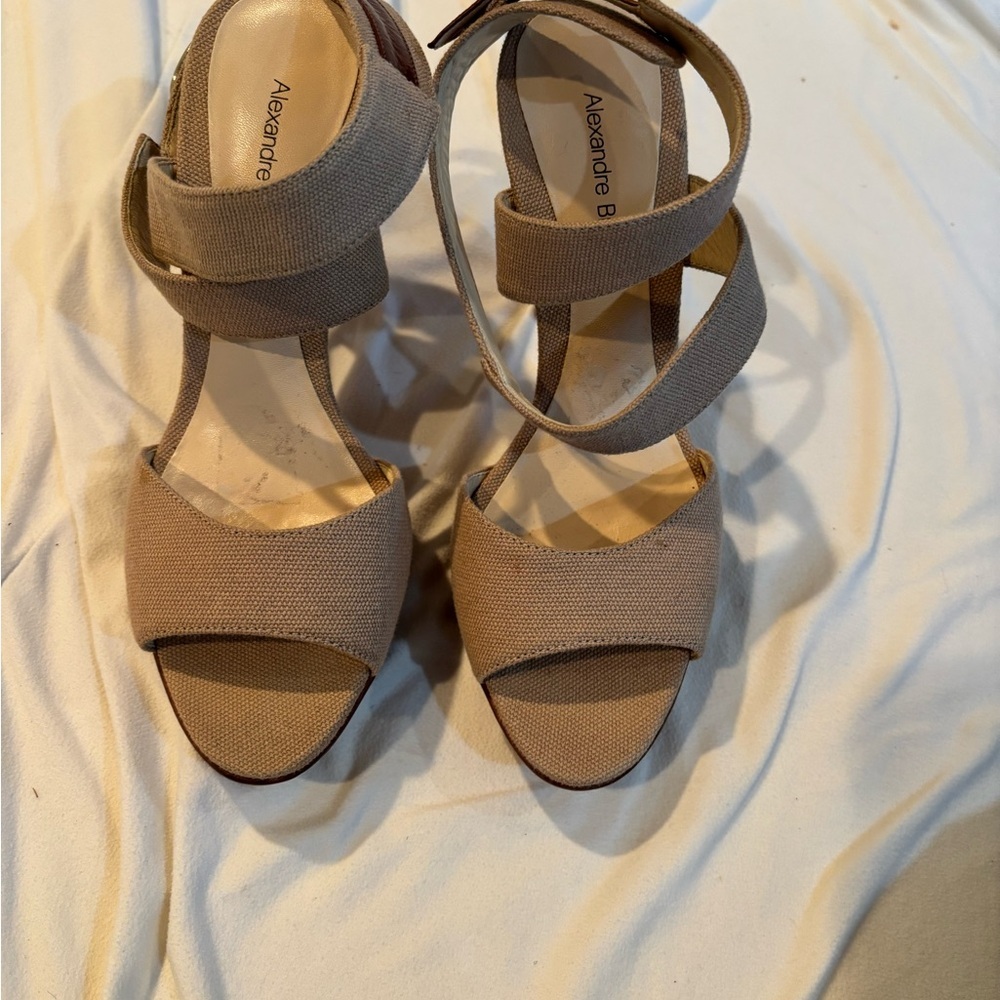 Alexandre Birman Beige Strappy Platform Heels, Size 5.5
